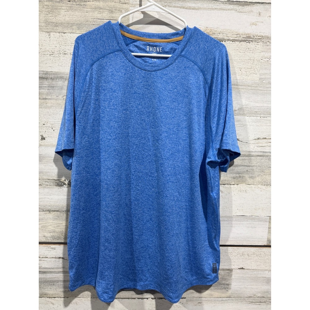 Rhone Reign Short Sleeve Shirt Mens XL Blue Heather Performance Gym Workout EUC